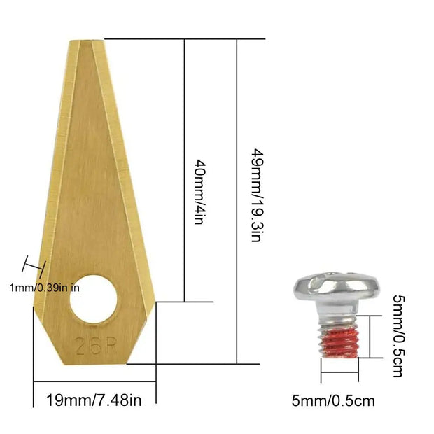 18PCS 49X19X1MM Robot Mower Titanium Replacement Blade Anti-Rust Durable Mower Cutter for Bosch Indego Easy to Install